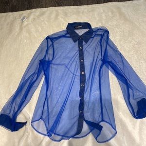 Navy blue chiffon blouse